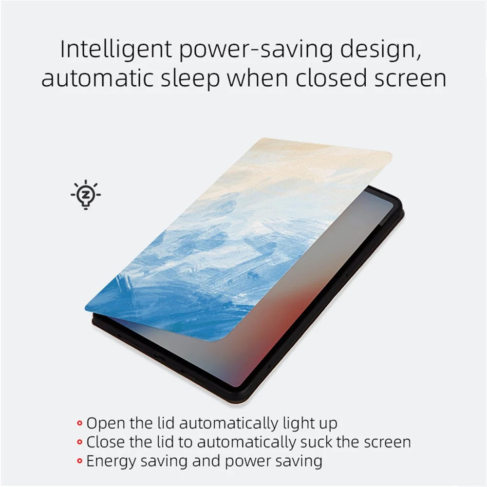For iPad Air 11 (2026) / (2025) / (2024) / iPad Air (2022) / (2020) Case Tablet Leather Cover Pattern Print - Blue Oil Painting - 3