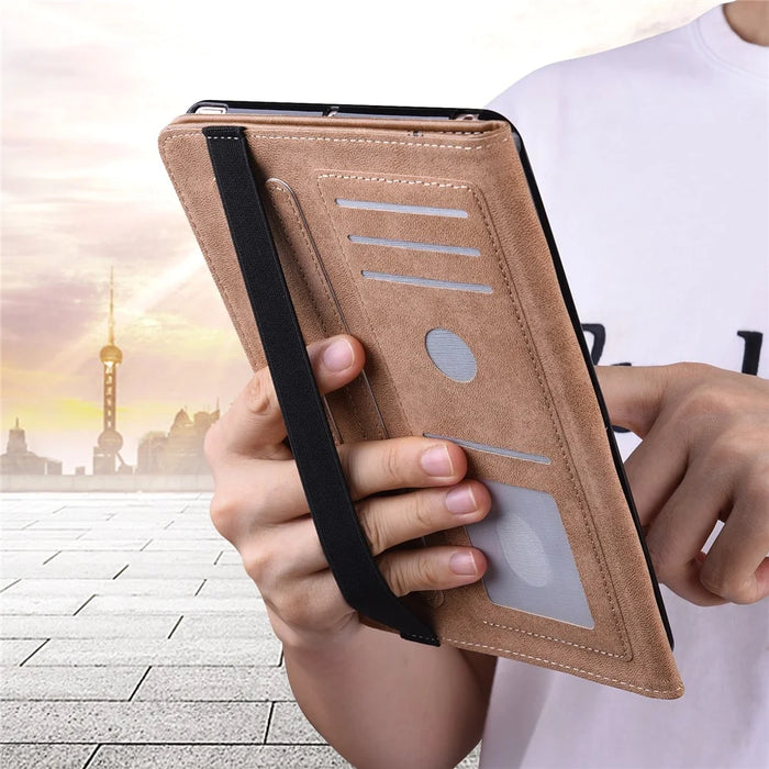 For iPad Pro 13 (2025) / 13 (2024) Case Line Imprinted PU Leather Card Holder Tablet Stand Cover - Black - 4