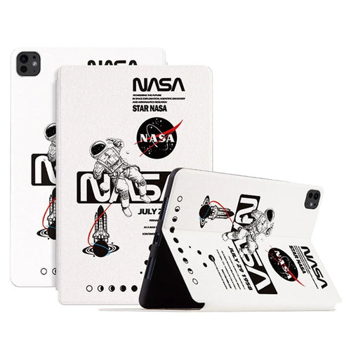 For iPad Pro 11 (2025) / 11 (2024) Case Leather Stand Smart Tablet Cover Astronaut Pattern - NASA Astronaut - 1