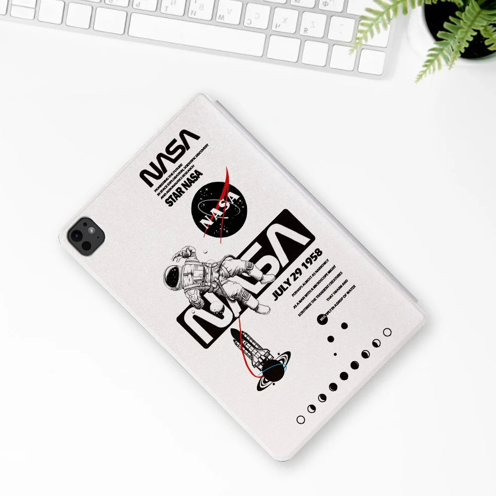 For iPad Pro 11 (2025) / 11 (2024) Case Leather Stand Smart Tablet Cover Astronaut Pattern - NASA Astronaut - 7