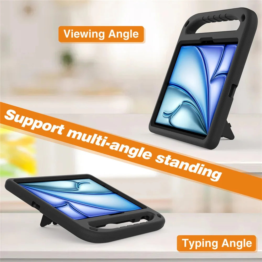 For iPad Air 11 (2026) / (2025) / (2024) / Pro 11 (2025) / 11 (2024) Case Hand Grip Kickstand Tablet EVA Cover - Black - 3