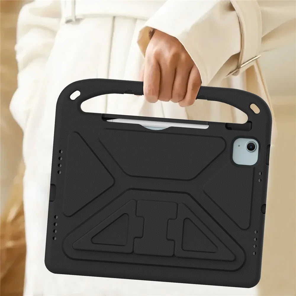 For iPad Air 11 (2026) / (2025) / (2024) / Pro 11 (2025) / 11 (2024) Case Hand Grip Kickstand Tablet EVA Cover - Black - 6