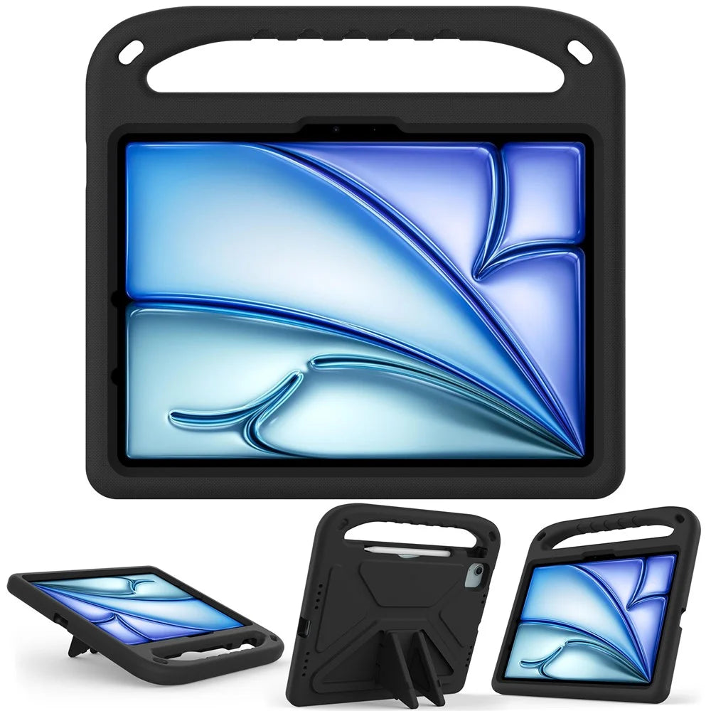 For iPad Air 11 (2026) / (2025) / (2024) / Pro 11 (2025) / 11 (2024) Case Hand Grip Kickstand Tablet EVA Cover - Black - 7