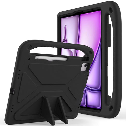 For iPad Pro 13 (2025) / 13 (2024) / Air 13 (2026) / (2025) / (2024) / (2024) EVA Case Shockproof Handle Kickstand Tablet Cover - Black - 1