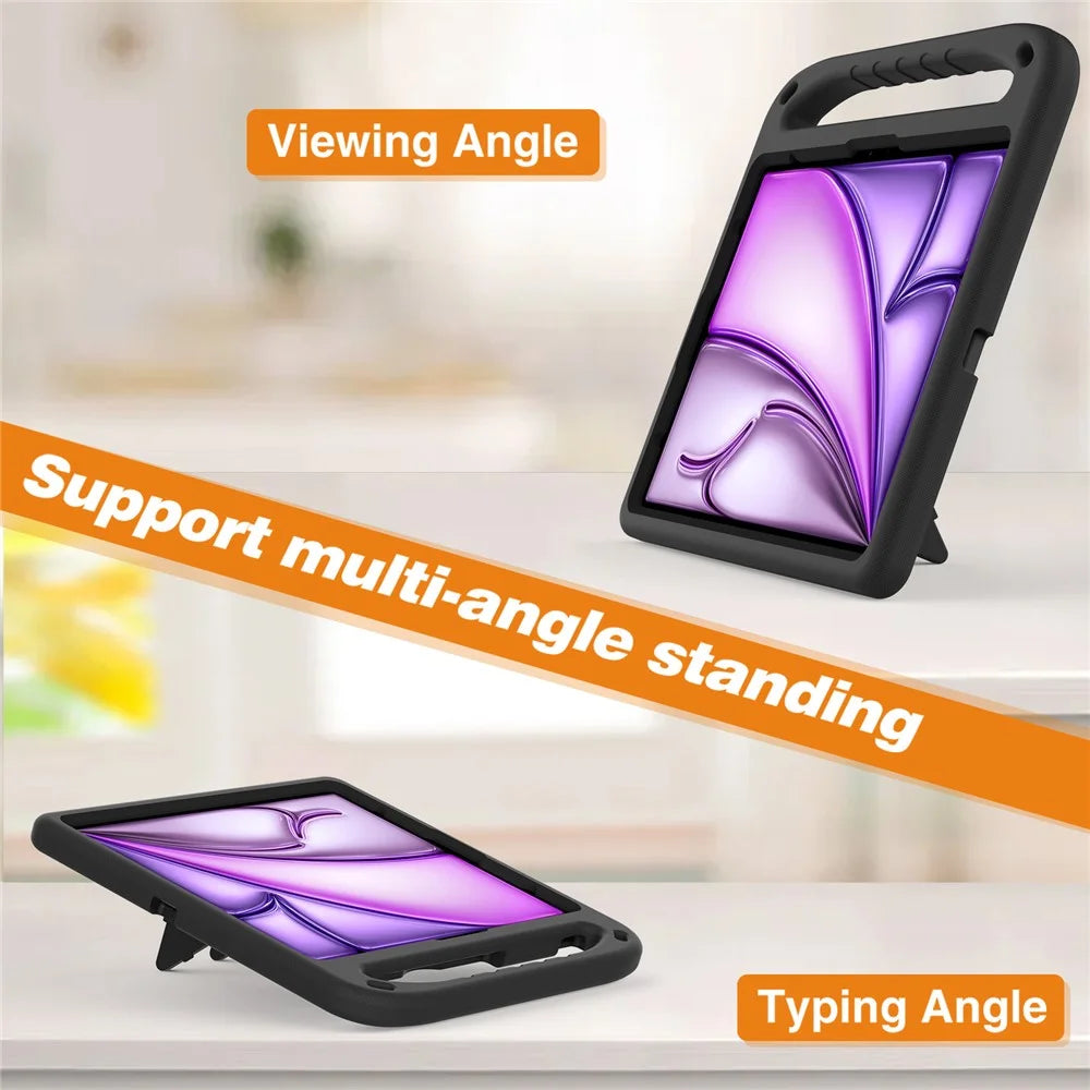 For iPad Pro 13 (2025) / 13 (2024) / Air 13 (2026) / (2025) / (2024) / (2024) EVA Case Shockproof Handle Kickstand Tablet Cover - Black - 3