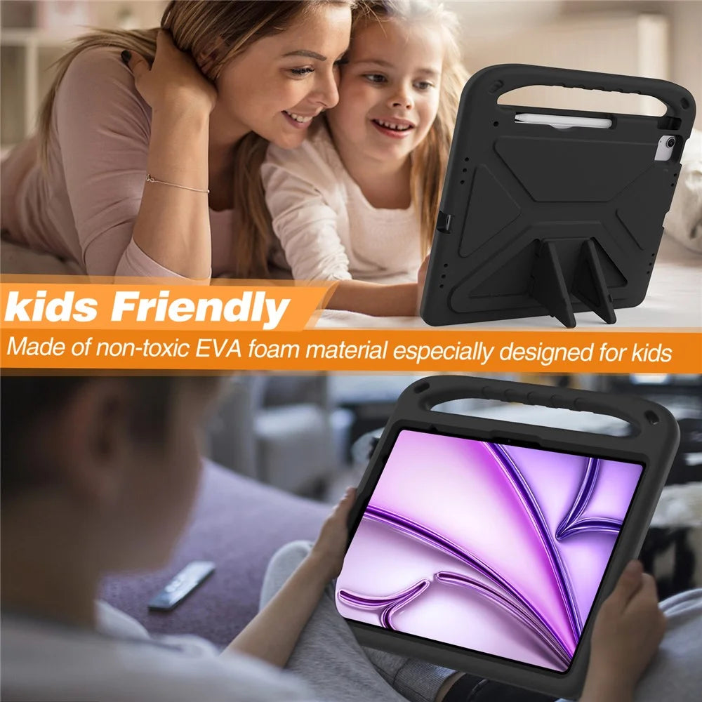 For iPad Pro 13 (2025) / 13 (2024) / Air 13 (2026) / (2025) / (2024) / (2024) EVA Case Shockproof Handle Kickstand Tablet Cover - Black - 4