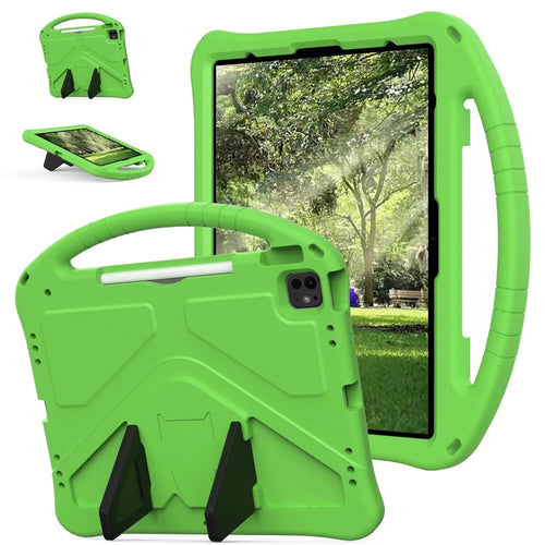 For iPad Pro 13 (2025) / 13 (2024) / Air 13 (2026) / (2025) / (2024) Case EVA Tablet Cover with Handle Kickstand Children Friendly - Green - 1