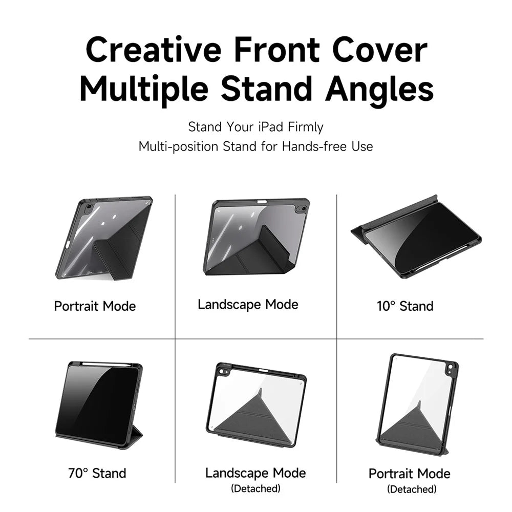 DUX DUCIS Magi Series for iPad Air 11 (2026) / (2025) / (2024) / Air (2020) / (2022) Case Auto Wake / Sleep PU Leather+PC+TPU Tablet Cover - Black - 5