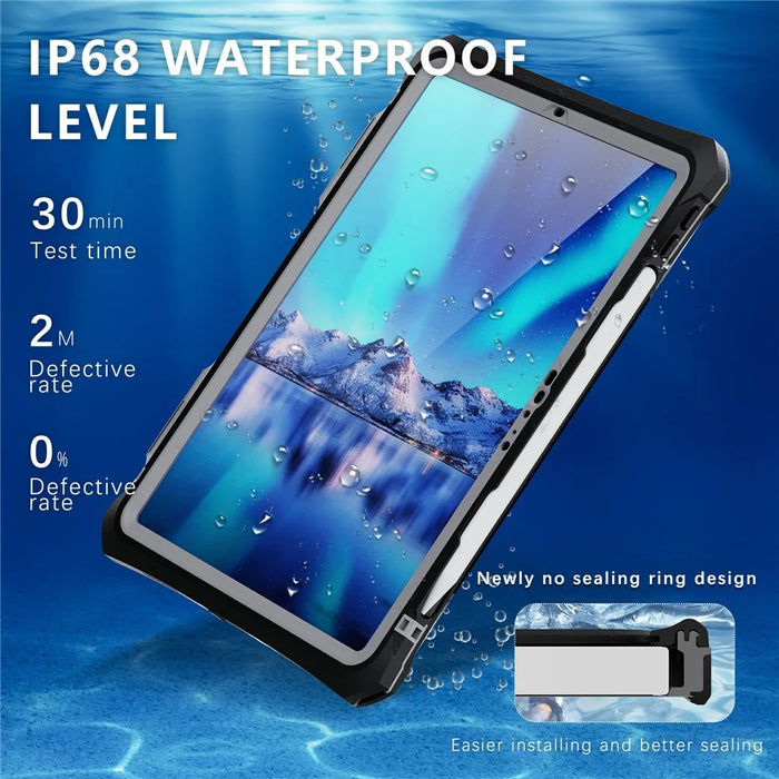 SHELLBOX For iPad Pro 11 (2024) Waterproof Case IP68 Underwater Protective Shockproof Tablet Cover - 4