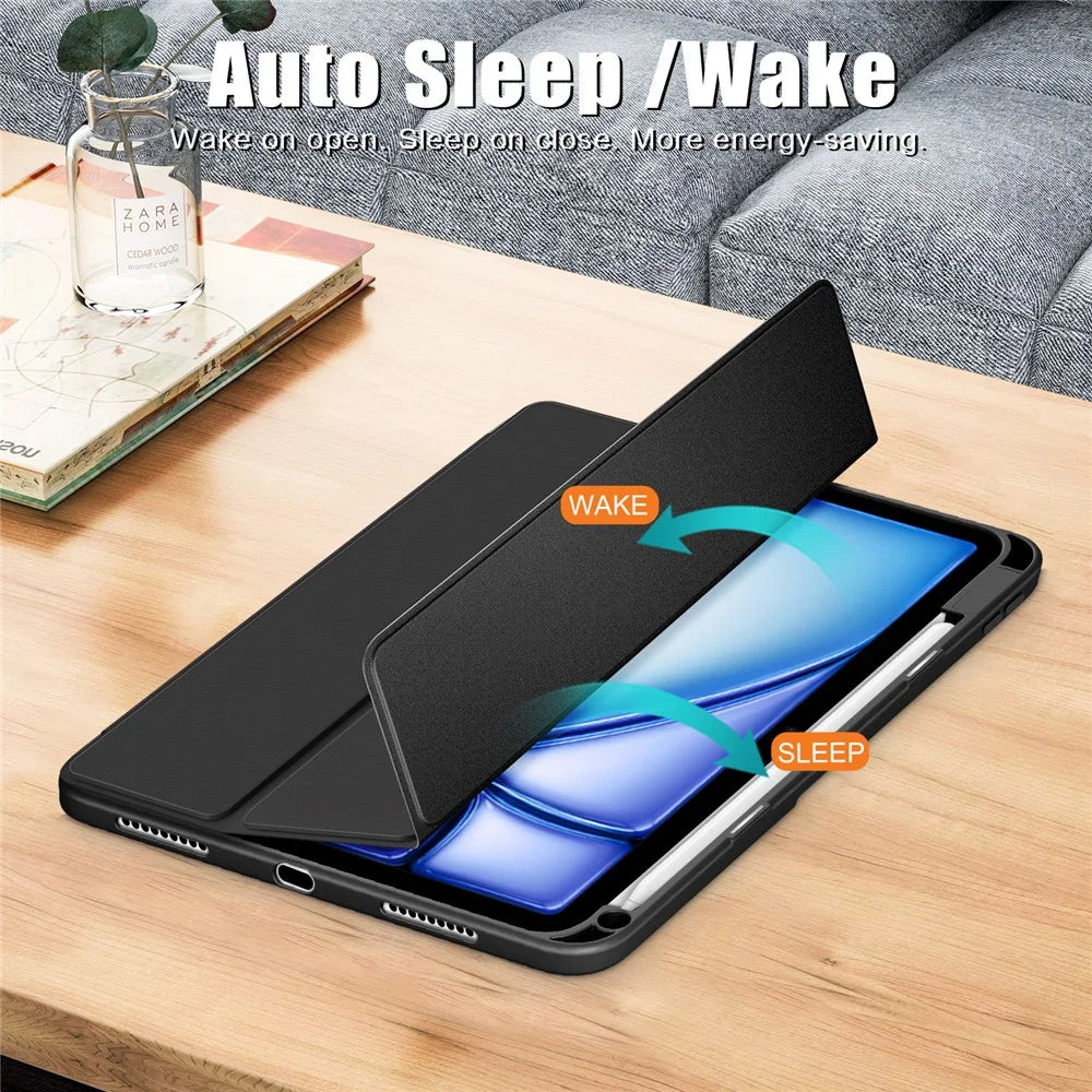 Leather Case Tri-Fold Stand For iPad Air 11 (2026) / (2025) / (2024) / Air (2022) / (2020) / Pro 11 (2022) / (2021) / (2020) / (2018) - Black - 3
