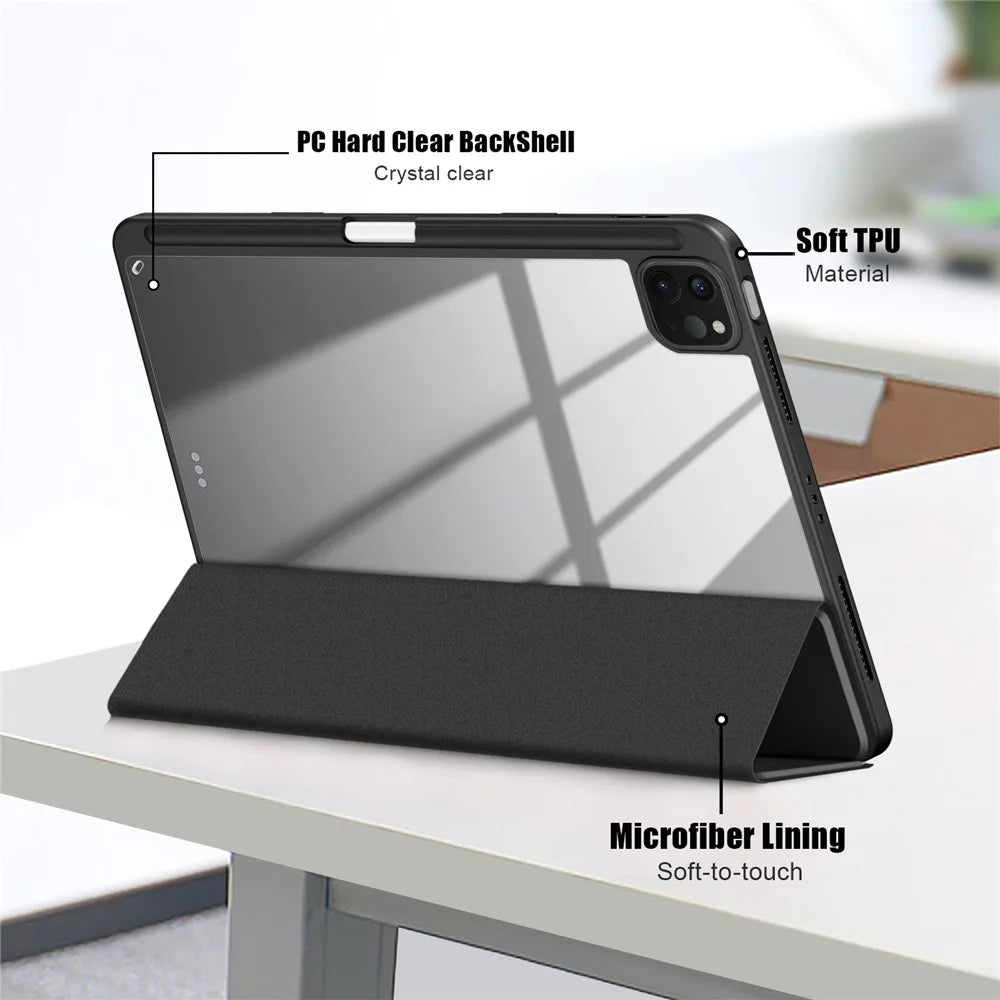 Leather Case Tri-Fold Stand For iPad Air 11 (2026) / (2025) / (2024) / Air (2022) / (2020) / Pro 11 (2022) / (2021) / (2020) / (2018) - Black - 5
