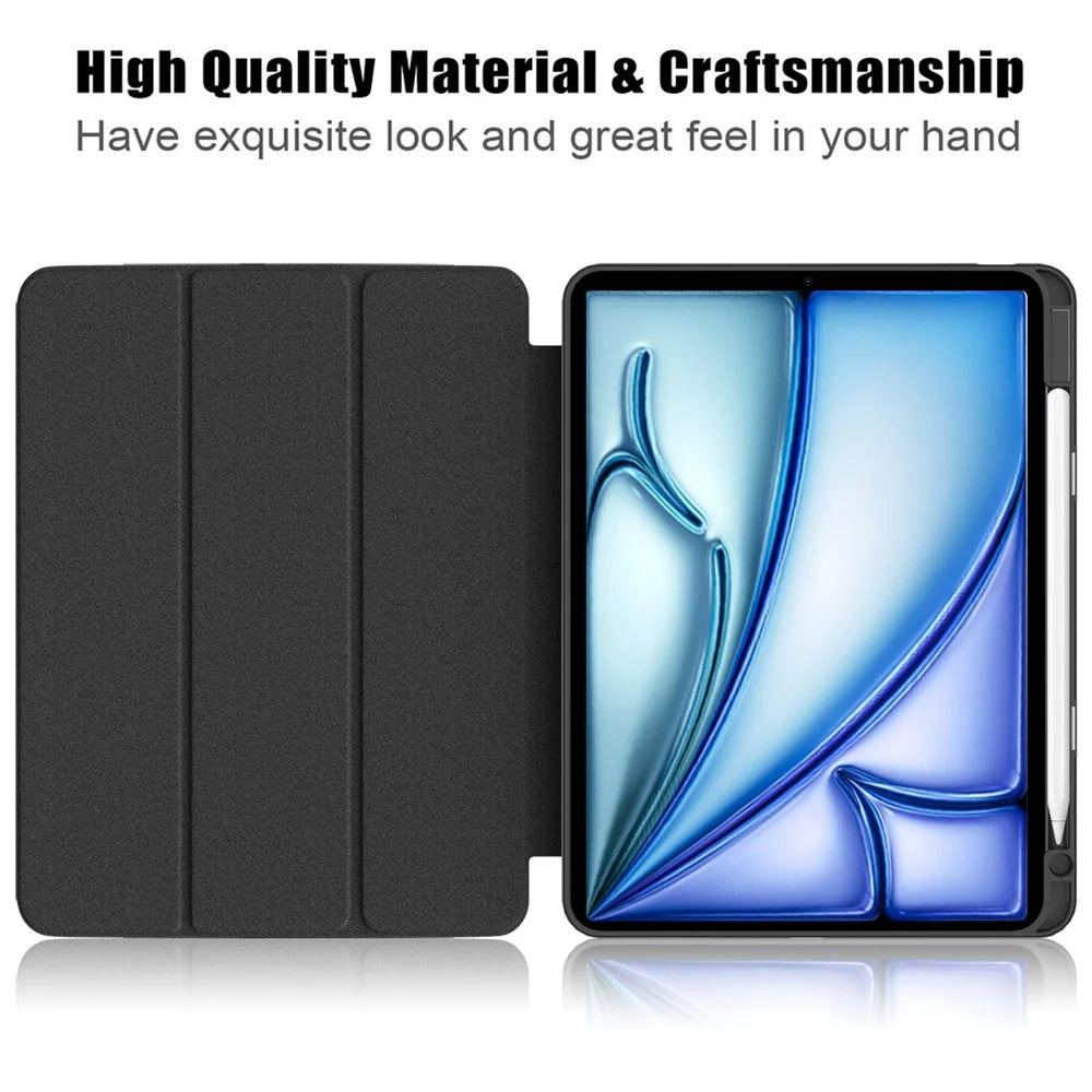 Leather Case Tri-Fold Stand For iPad Air 11 (2026) / (2025) / (2024) / Air (2022) / (2020) / Pro 11 (2022) / (2021) / (2020) / (2018) - Black - 7