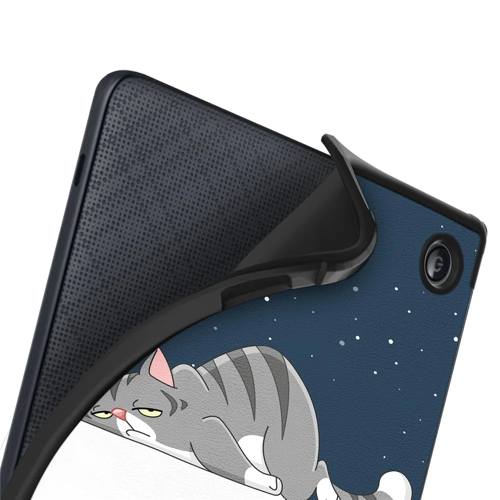 For Kobo Libra Colour / Libra 2 Case Origami Stand PU Leather Pattern E-Reader Protective Cover - Cat - 5