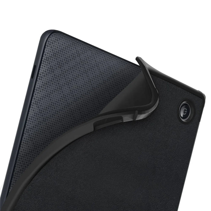 For Kobo Libra Colour / Libra 2 Case PU Leather Protective E-Reader Cover Origami Stand - Black - 4