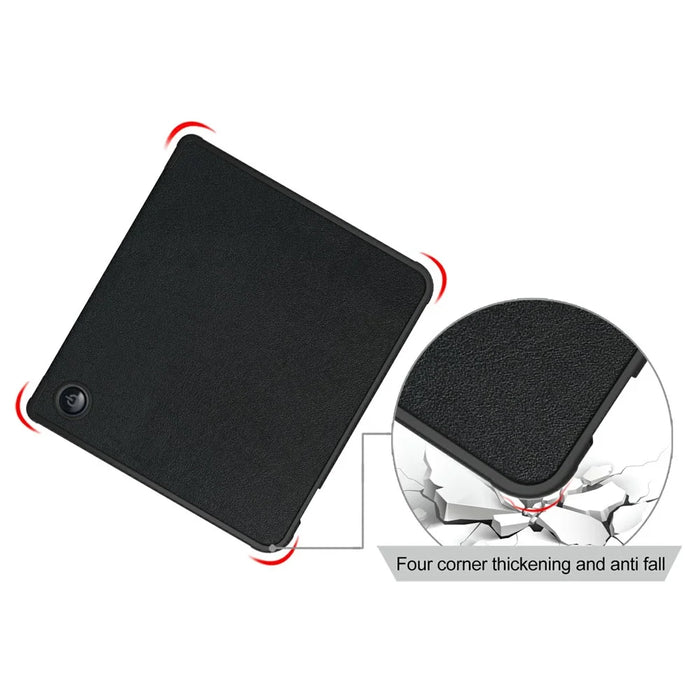 For Kobo Libra Colour / Libra 2 Case PU Leather Protective E-Reader Cover Origami Stand - Black - 5