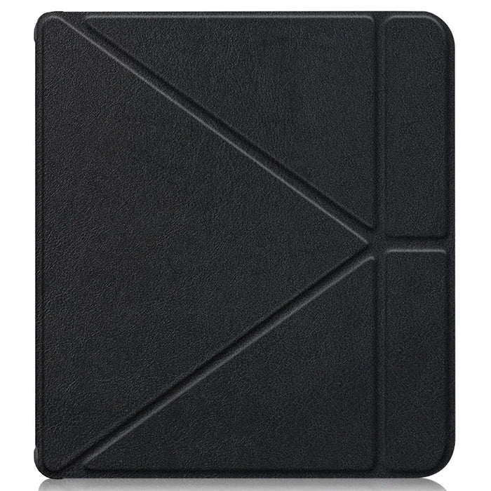 For Kobo Libra Colour / Libra 2 Case PU Leather Protective E-Reader Cover Origami Stand - Black - 7