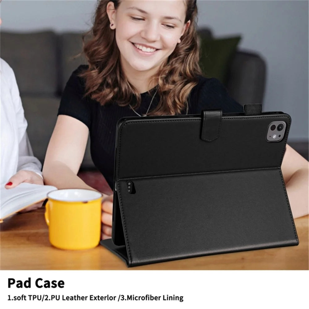 For iPad Pro 11 (2025) / 11 (2024) Case Rhombus Grid PU Leather Stand Tablet Cover with Card Slot - Black - 3