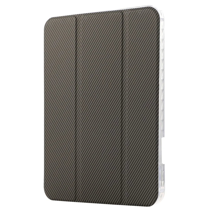 For iPad (2025) / 10.9 (2022) Case Tri-Fold Stand Leather Tablet Cover Auto Wake / Sleep Carbon Fiber Texture - Gold - 6