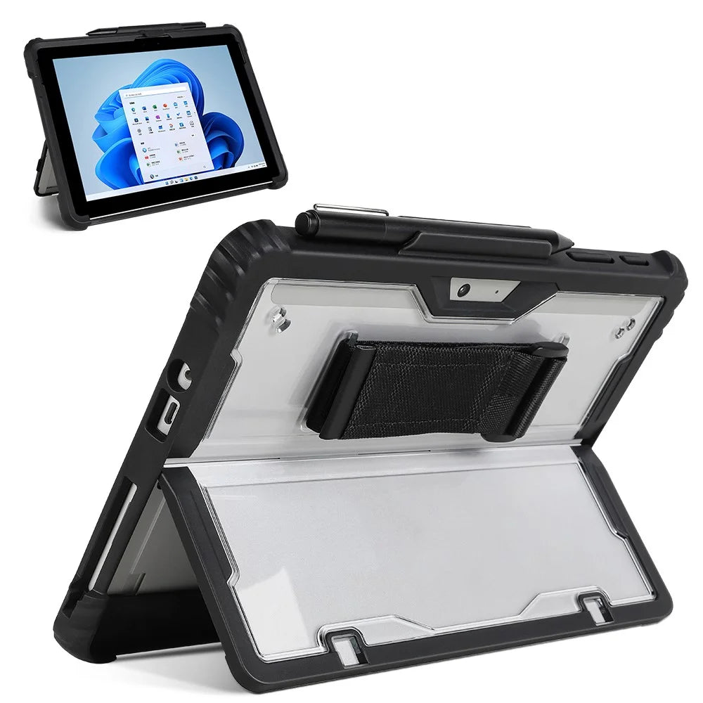For Microsoft Surface Pro 10 Case Kickstand Hybrid Laptop Protective Cover with Hand Grip Belt - 1