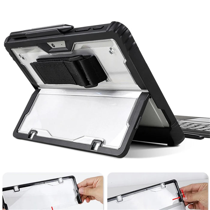 For Microsoft Surface Pro 10 Case Kickstand Hybrid Laptop Protective Cover with Hand Grip Belt - 3