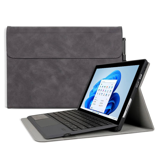 For Microsoft Surface Pro 10 / 9 Case Stand Leather Protective Sleeve with Pen Holder - Grey - 1