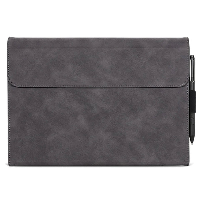 For Microsoft Surface Pro 10 / 9 Case Stand Leather Protective Sleeve with Pen Holder - Grey - 3