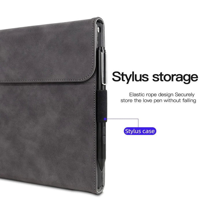 For Microsoft Surface Pro 10 / 9 Case Stand Leather Protective Sleeve with Pen Holder - Grey - 7