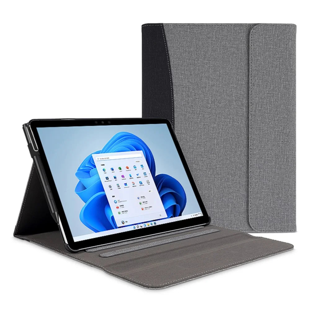 For Microsoft Surface Pro 10 / 9 / 8 Case Stand Wallet Function Laptop Leather Cover - Black+Grey - 1