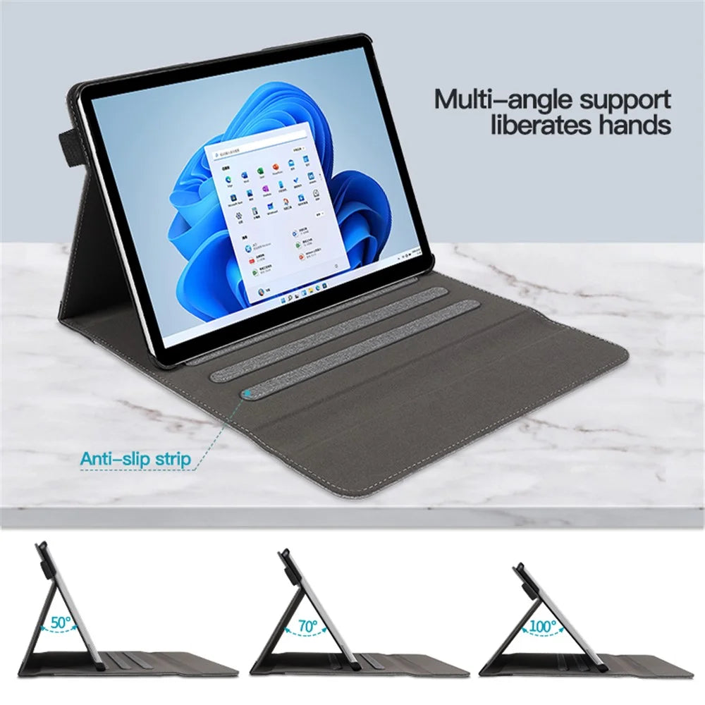 For Microsoft Surface Pro 10 / 9 / 8 Case Stand Wallet Function Laptop Leather Cover - Black+Grey - 5
