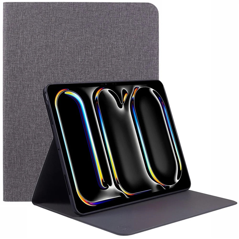 X-LEVEL Canvas Series For iPad Pro 13 (2025) / 13 (2024) Case Cloth Texture Drop-Proof Leather Tablet Cover - Grey - 1