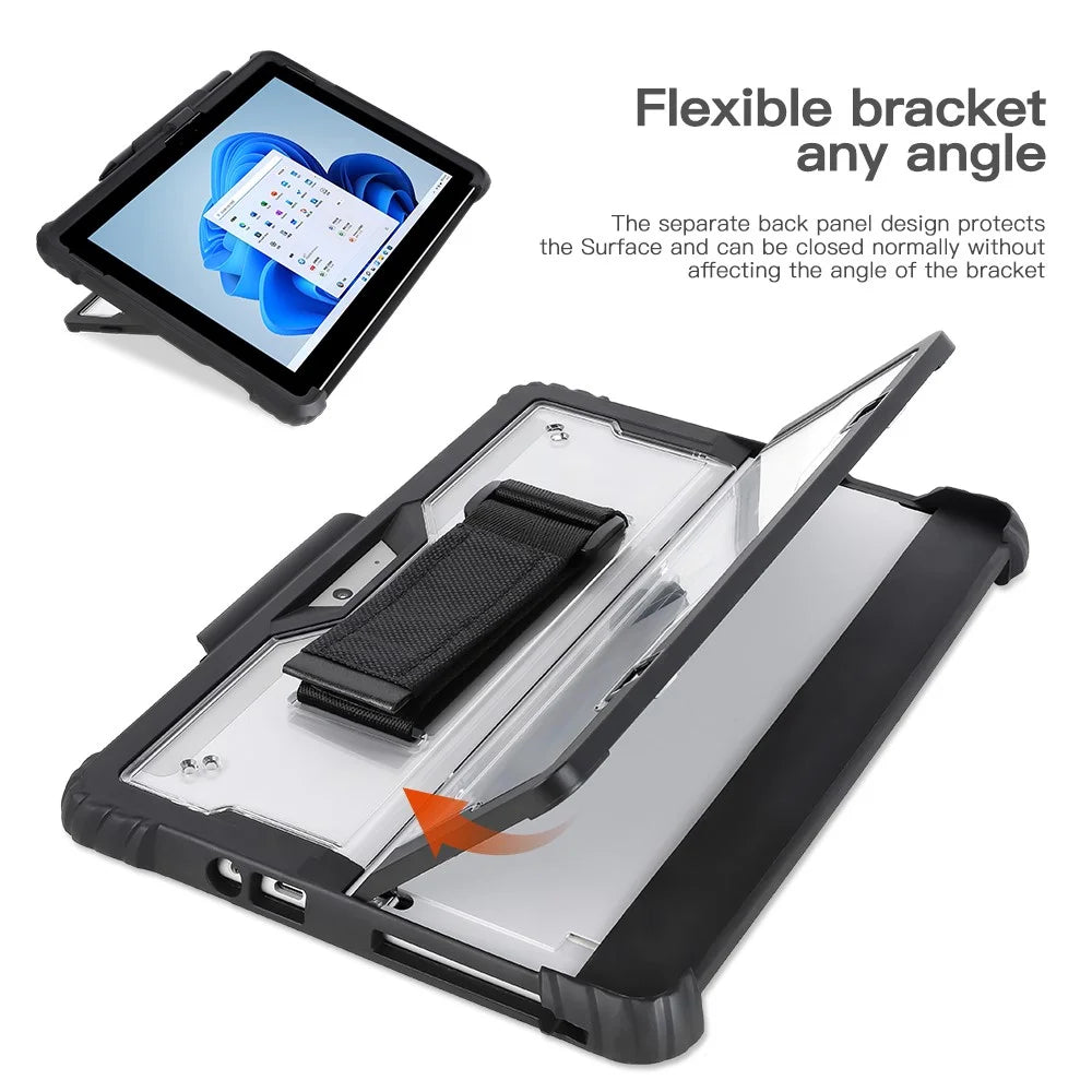 For Microsoft Surface Pro 10 Case Kickstand PC+TPU+Acryclic Tablet Cover with Shoulder Strap - 4