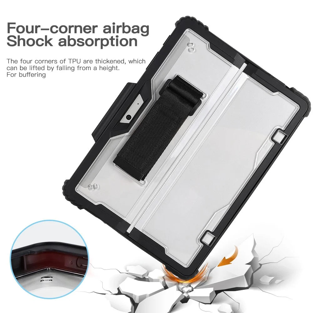 For Microsoft Surface Pro 10 Case Kickstand PC+TPU+Acryclic Tablet Cover with Shoulder Strap - 6
