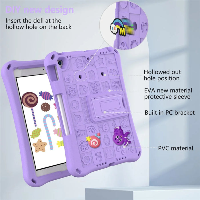 For iPad 10.2 (2021) / (2020) / (2019) / Air 10.5 inch (2019) Case EVA Protective Cover with Shoulder Strap Kickstand - Light Purple - 4