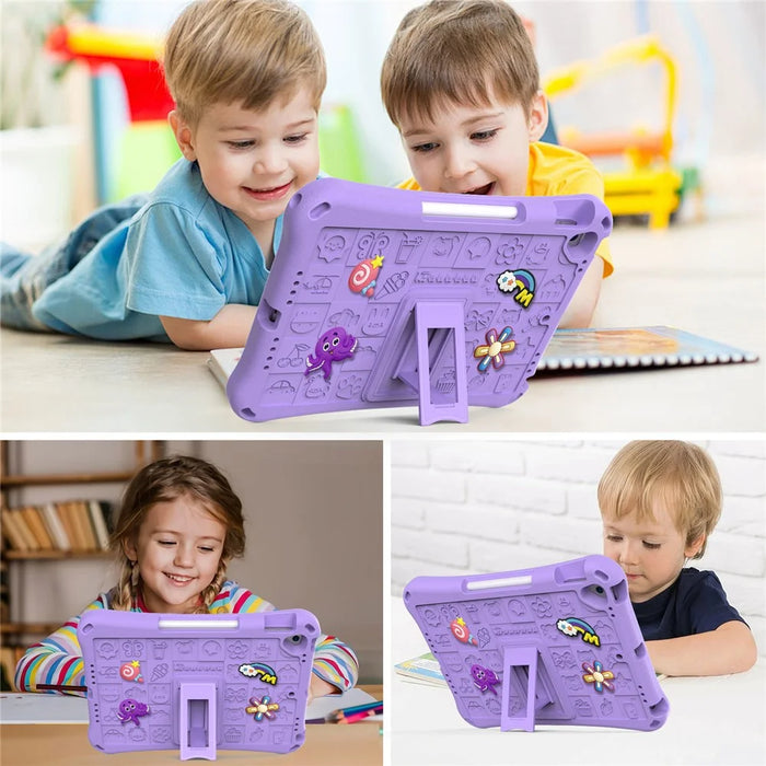 For iPad 10.2 (2021) / (2020) / (2019) / Air 10.5 inch (2019) Case EVA Protective Cover with Shoulder Strap Kickstand - Light Purple - 6
