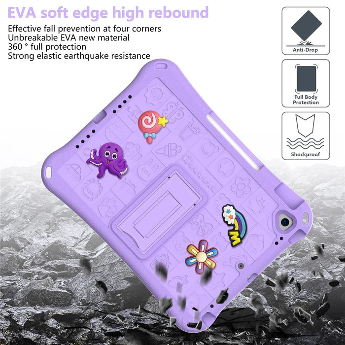 For iPad 10.2 (2021) / (2020) / (2019) / Air 10.5 inch (2019) Case EVA Protective Cover with Shoulder Strap Kickstand - Light Purple - 7