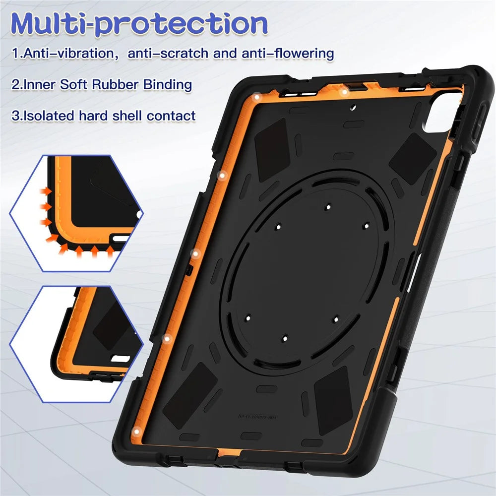 For iPad Air 13 (2026) / (2025) / (2024) / Pro 12.9 (2022) / (2021) / (2020) / (2018) Case PC+Silicone Tablet Cover Kickstand - Black - 4