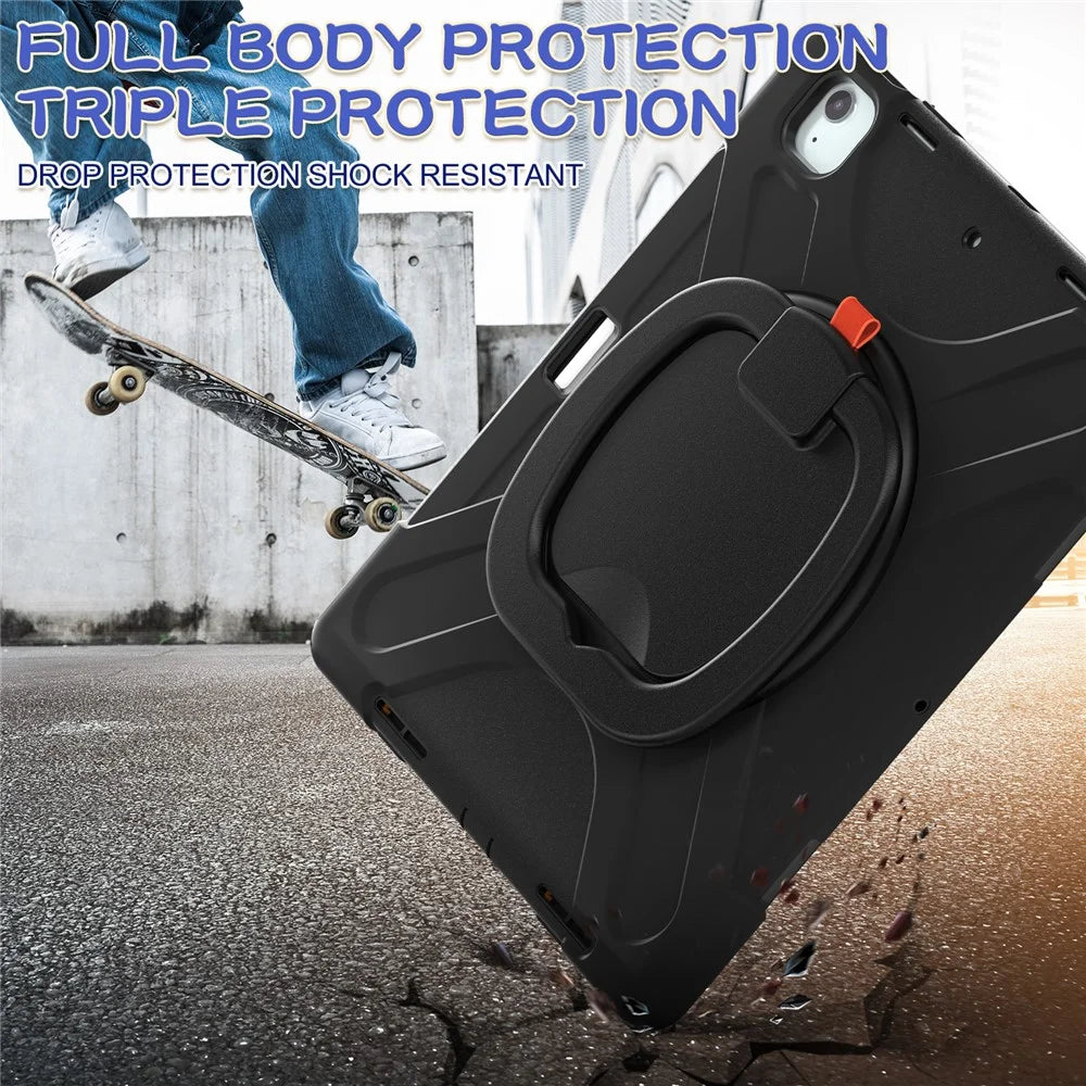 For iPad Air 13 (2026) / (2025) / (2024) / Pro 12.9 (2022) / (2021) / (2020) / (2018) Case PC+Silicone Tablet Cover Kickstand - Black - 5