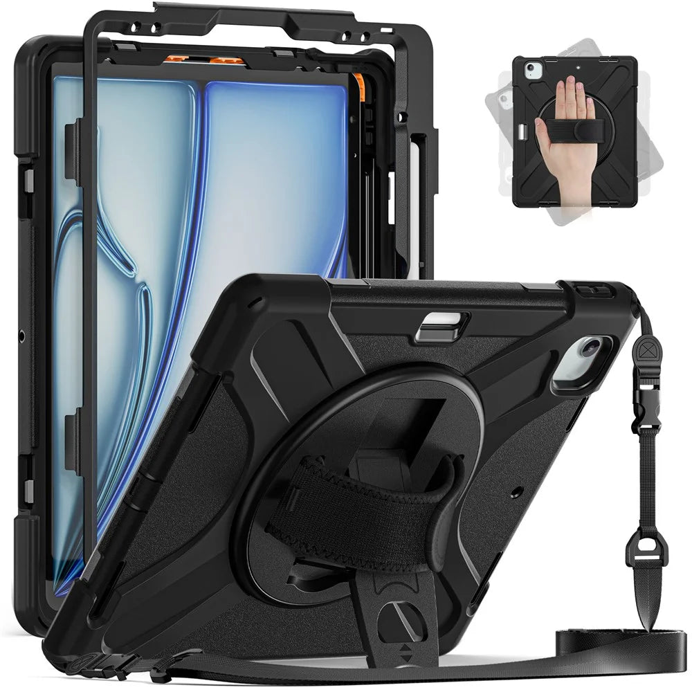 For iPad Air 13 (2026) / (2025) / (2024) / Pro 12.9 (2022) / (2021) / (2020) / (2018) Case PC+Silicone Tablet Cover Adsorption Pen Slot - 2