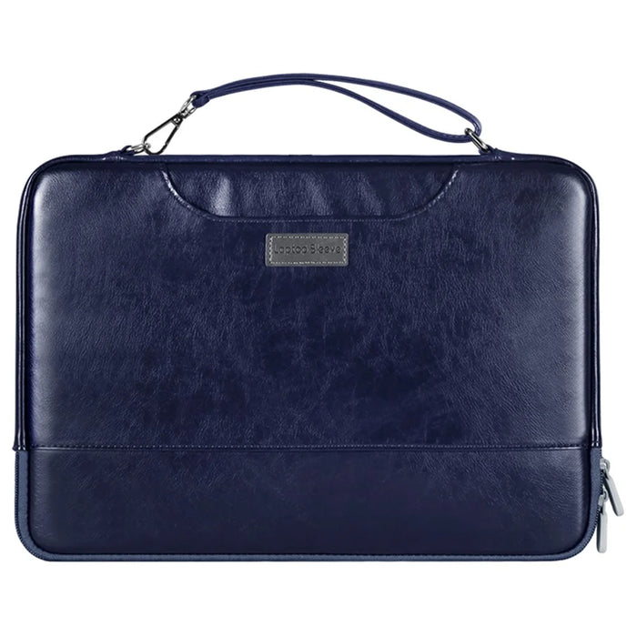 15-15.6 Inch Notebook Computer Carrying Pouch PU Leather Laptop Bag - Blue - 1