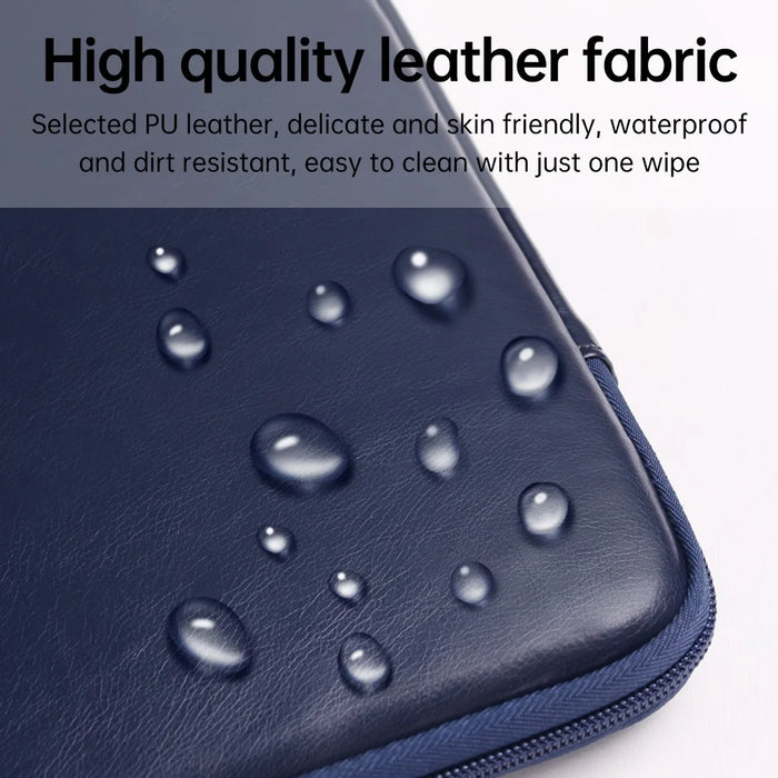 15-15.6 Inch Notebook Computer Carrying Pouch PU Leather Laptop Bag - Blue - 4