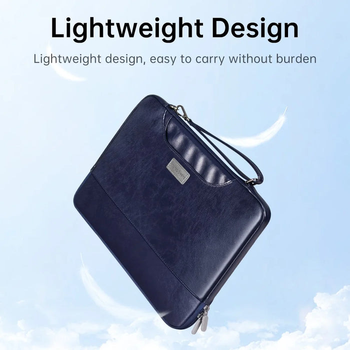 15-15.6 Inch Notebook Computer Carrying Pouch PU Leather Laptop Bag - Blue - 7