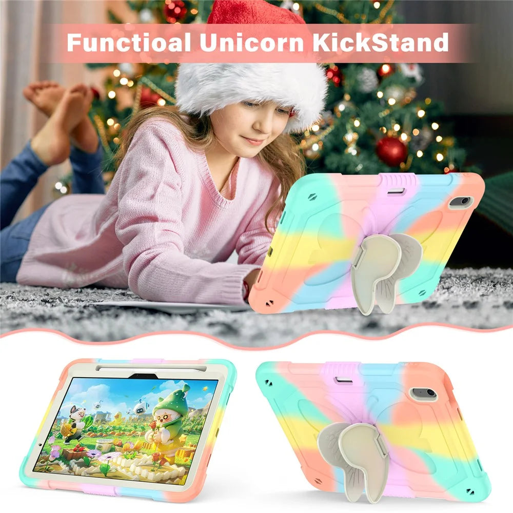 For iPad Air 11 (2026) / (2025) / (2024) Case Butterfly Kickstand Silicone+PC Tablet Cover with Shoulder Strap - 2