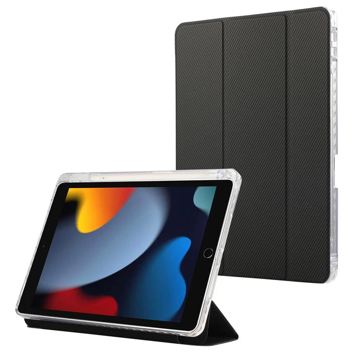 For iPad 10.2 (2021) / (2020) / (2019) / iPad Air 10.5 inch (2019) Case Leather Tri-Fold Stand Tablet Cover - Black - 1