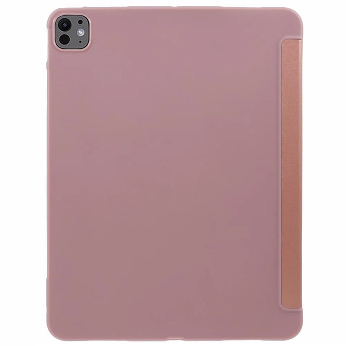 For iPad Pro 13 (2025) / 13 (2024) Case Tri-Fold Stand Leather Tablet Cover Honeycomb Design - Rose Gold - 2