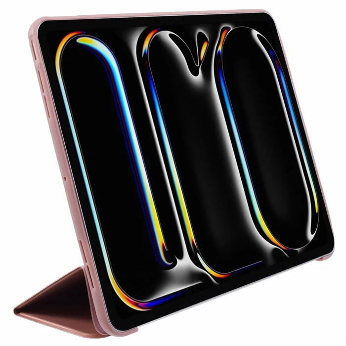 For iPad Pro 13 (2025) / 13 (2024) Case Tri-Fold Stand Leather Tablet Cover Honeycomb Design - Rose Gold - 4