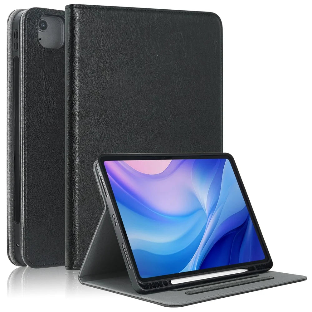 For iPad Air 13 (2026) / (2025) / (2024) / Pro 13 (2025) / 13 (2024) / Pro 12.9 (2022) / (2021) / (2020) / (2018) Leather Case Tablet Cover - Black - 1