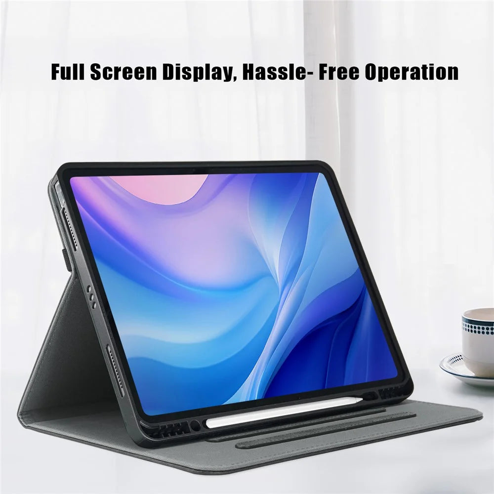 For iPad Air 13 (2026) / (2025) / (2024) / Pro 13 (2025) / 13 (2024) / Pro 12.9 (2022) / (2021) / (2020) / (2018) Leather Case Tablet Cover - Black - 3