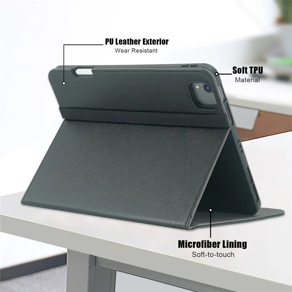 Leather Case For iPad Air 11 (2026) / (2025) / (2024) / Pro 11-inch (2018) / (2020) / (2021) / (2022) / Air (2020) / (2022) Tablet Cover - Black - 4