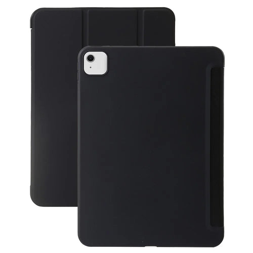 For iPad Air 13 (2026) / (2025) / (2024) Leather Case Inner Silicone Tablet Cover with Tri-Fold Stand - Black - 1