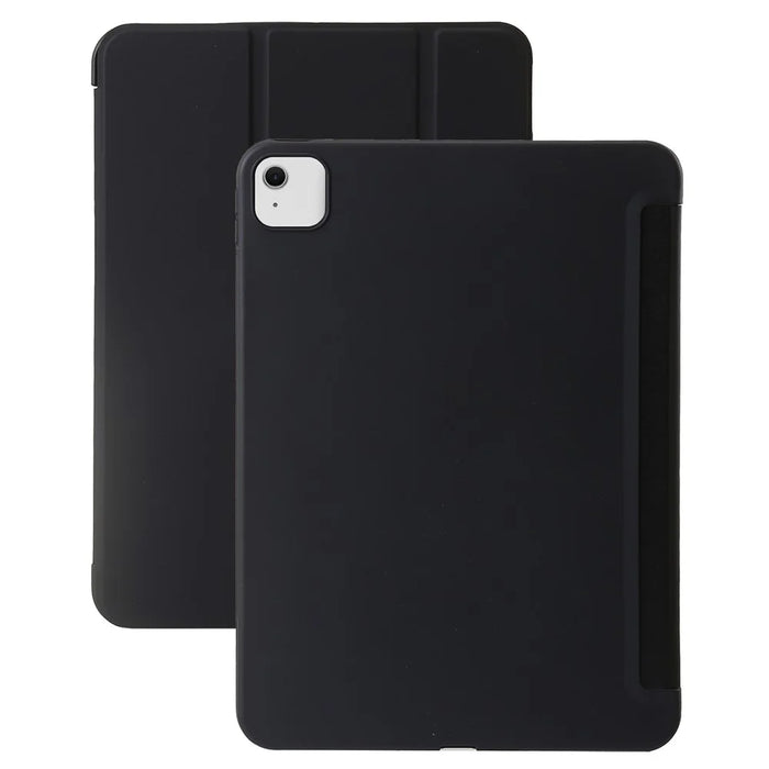 For iPad Air 13 (2026) / (2025) / (2024) Leather Case Inner Silicone Tablet Cover with Tri-Fold Stand - Black - 1